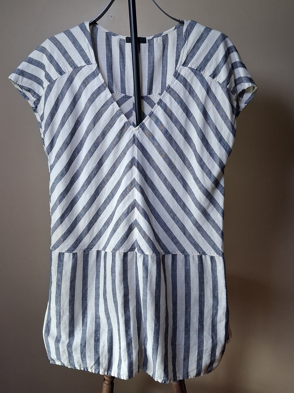 J Crew Women's Linen Cotton Blend Blue & White Striped Tunic/Dress; Size S